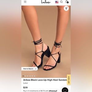 Aribaa Black Lace-Up High Heel Sandals